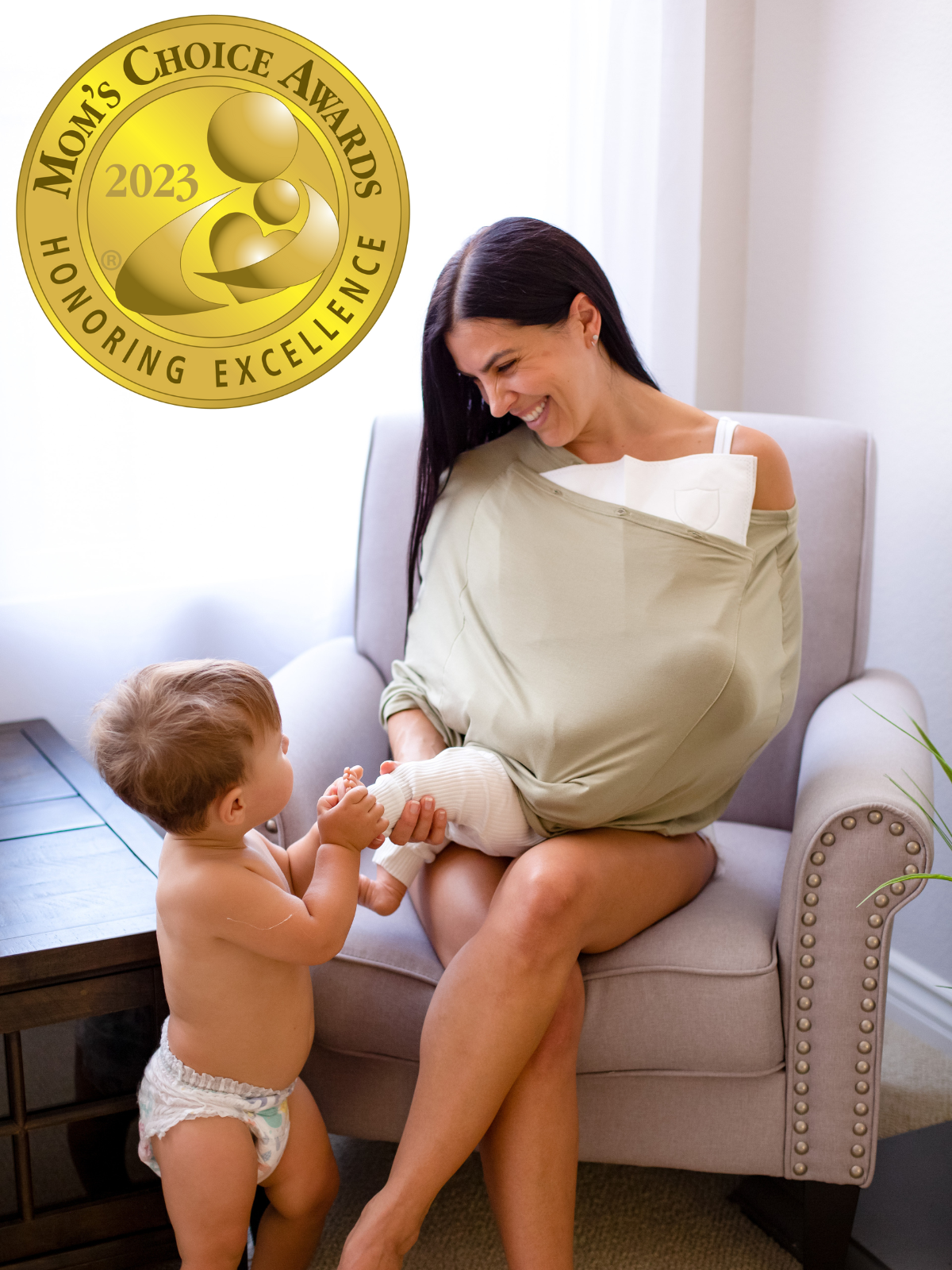 Snuggle Shield® LUXE Protection™ Bamboo Multi-Use Antimicrobial Air Filtering Infant Cover Moss Green